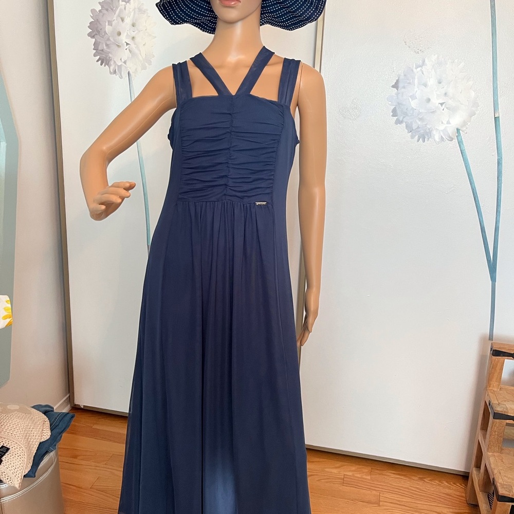 Maloka Blue Halter Sleeveless Maxi Dress